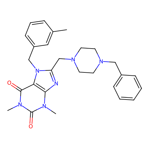 8-[(4-benzylpiperazin-1-yl)methyl]-1,3-dimethyl-7-[(3-methylphenyl)methyl]purine-2,6-dione structure