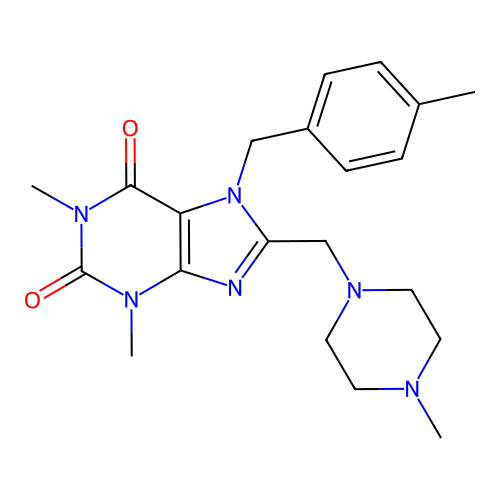 1,3-dimethyl-7-[(4-methylphenyl)methyl]-8-[(4-methylpiperazin-1-yl)methyl]purine-2,6-dione structure