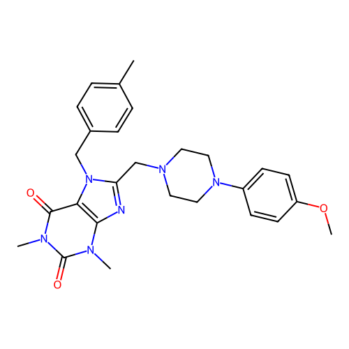 8-((4-(4-methoxyphenyl)piperazin-1-yl)methyl)-1,3-dimethyl-7-(4-methylbenzyl)-1H-purine-2,6(3H,7H)-dione structure