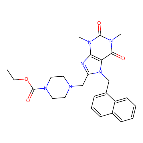 ethyl 4-((1,3-dimethyl-7-(naphthalen-1-ylmethyl)-2,6-dioxo-2,3,6,7-tetrahydro-1H-purin-8-yl)methyl)piperazine-1-carboxylate structure