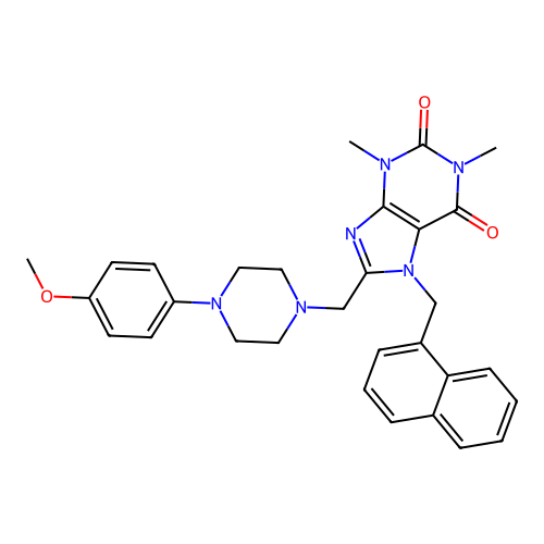 8-[[4-(4-methoxyphenyl)piperazin-1-yl]methyl]-1,3-dimethyl-7-(naphthalen-1-ylmethyl)purine-2,6-dione structure