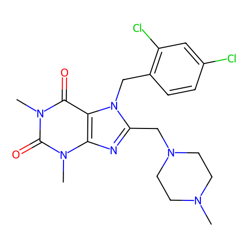 7-(2,4-dichlorobenzyl)-1,3-dimethyl-8-[(4-methylpiperazin-1-yl)methyl]-3,7-dihydro-1H-purine-2,6-dione structure
