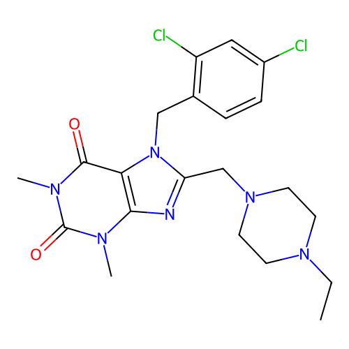 7-(2,4-dichlorobenzyl)-8-((4-ethylpiperazin-1-yl)methyl)-1,3-dimethyl-1H-purine-2,6(3H,7H)-dione structure