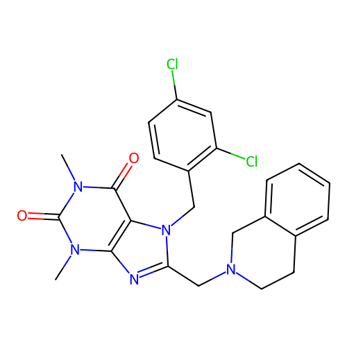 7-(2,4-dichlorobenzyl)-8-((3,4-dihydroisoquinolin-2(1H)-yl)methyl)-1,3-dimethyl-1H-purine-2,6(3H,7H)-dione structure