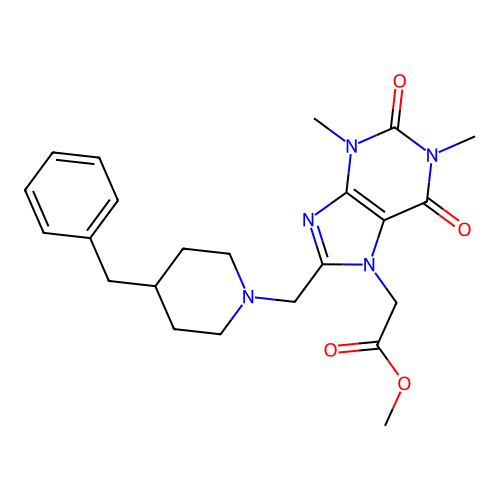 methyl {8-[(4-benzylpiperidin-1-yl)methyl]-1,3-dimethyl-2,6-dioxo-1,2,3,6-tetrahydro-7H-purin-7-yl}acetate structure