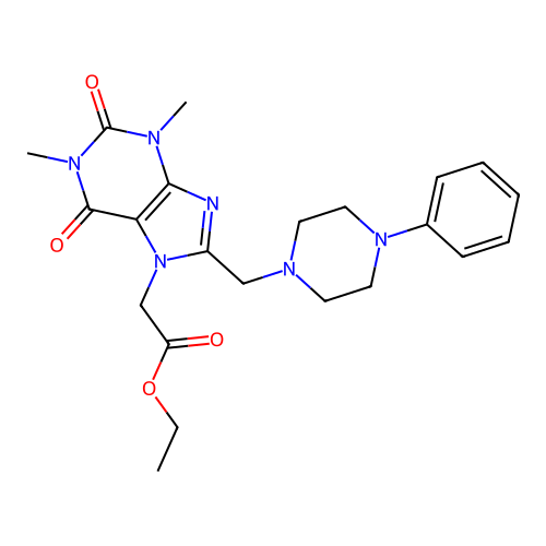 Ethyl 2-[1,3-dimethyl-2,6-dioxo-8-[(4-phenylpiperazin-1-yl)methyl]purin-7-yl]acetate structure