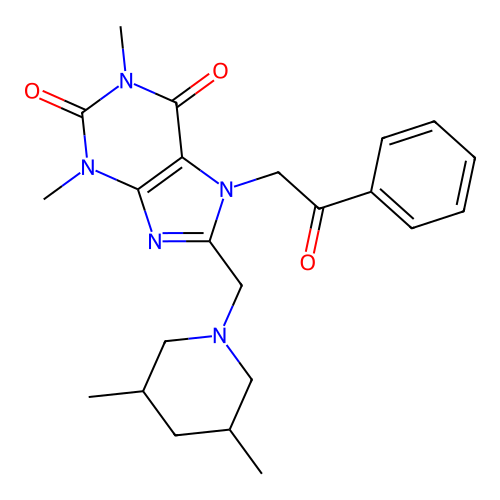 8-[(3,5-Dimethylpiperidin-1-yl)methyl]-1,3-dimethyl-7-phenacylpurine-2,6-dione structure