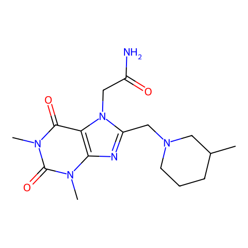 2-[1,3-Dimethyl-8-[(3-methylpiperidin-1-yl)methyl]-2,6-dioxopurin-7-yl]acetamide structure