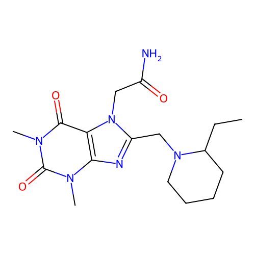 2-[8-[(2-Ethylpiperidin-1-yl)methyl]-1,3-dimethyl-2,6-dioxopurin-7-yl]acetamide structure