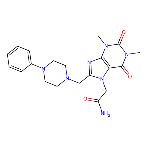 2-[1,3-Dimethyl-2,6-dioxo-8-[(4-phenylpiperazin-1-yl)methyl]purin-7-yl]acetamide structure