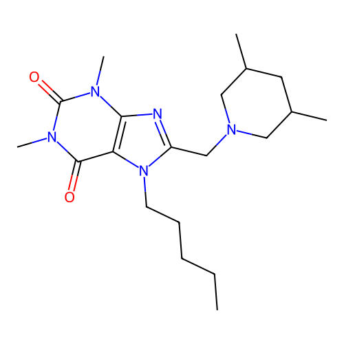 8-[(3,5-Dimethylpiperidin-1-yl)methyl]-1,3-dimethyl-7-pentylpurine-2,6-dione structure