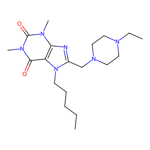 8-[(4-ethylpiperazin-1-yl)methyl]-1,3-dimethyl-7-pentyl-3,7-dihydro-1H-purine-2,6-dione structure
