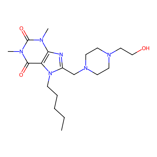 8-{[4-(2-hydroxyethyl)piperazin-1-yl]methyl}-1,3-dimethyl-7-pentyl-3,7-dihydro-1H-purine-2,6-dione structure