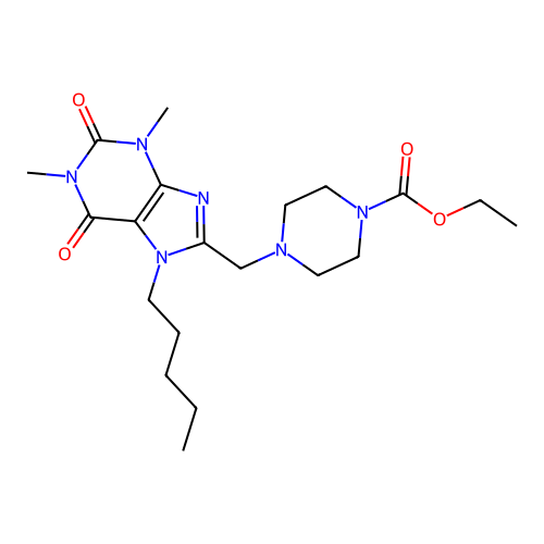 ethyl 4-[(1,3-dimethyl-2,6-dioxo-7-pentyl-2,3,6,7-tetrahydro-1H-purin-8-yl)methyl]piperazine-1-carboxylate structure