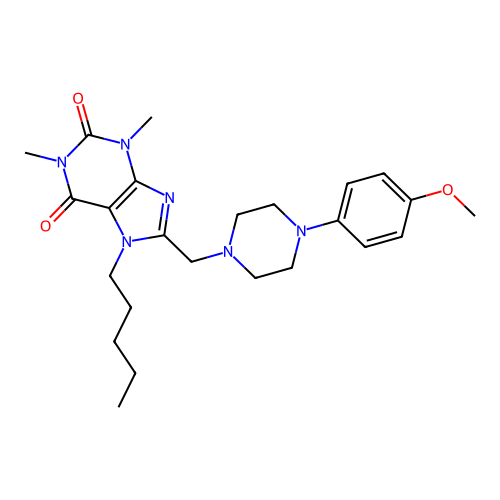 8-[[4-(4-methoxyphenyl)piperazin-1-yl]methyl]-1,3-dimethyl-7-pentylpurine-2,6-dione structure