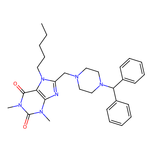 8-[(4-Benzhydrylpiperazin-1-yl)methyl]-1,3-dimethyl-7-pentylpurine-2,6-dione structure