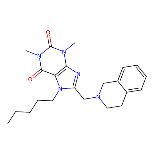 8-(3,4-dihydro-1H-isoquinolin-2-ylmethyl)-1,3-dimethyl-7-pentylpurine-2,6-dione structure