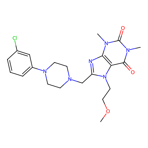 8-((4-(3-chlorophenyl)piperazin-1-yl)methyl)-7-(2-methoxyethyl)-1,3-dimethyl-1H-purine-2,6(3H,7H)-dione structure