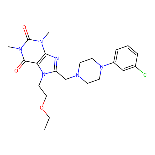 8-((4-(3-chlorophenyl)piperazin-1-yl)methyl)-7-(2-ethoxyethyl)-1,3-dimethyl-1H-purine-2,6(3H,7H)-dione structure