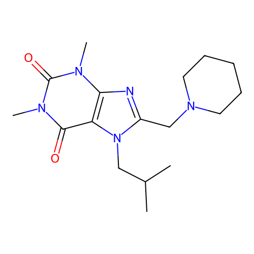 1,3-Dimethyl-7-(2-methylpropyl)-8-(piperidin-1-ylmethyl)purine-2,6-dione structure