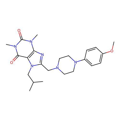 8-[[4-(4-methoxyphenyl)piperazin-1-yl]methyl]-1,3-dimethyl-7-(2-methylpropyl)purine-2,6-dione structure