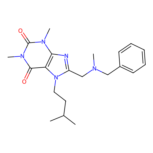 8-[[Benzyl(methyl)amino]methyl]-1,3-dimethyl-7-(3-methylbutyl)purine-2,6-dione structure