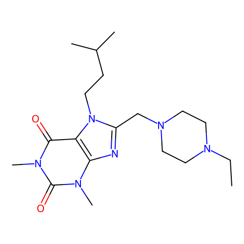 8-[(4-Ethylpiperazin-1-yl)methyl]-1,3-dimethyl-7-(3-methylbutyl)purine-2,6-dione structure