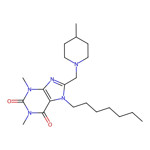 7-Heptyl-1,3-dimethyl-8-[(4-methylpiperidin-1-yl)methyl]purine-2,6-dione structure