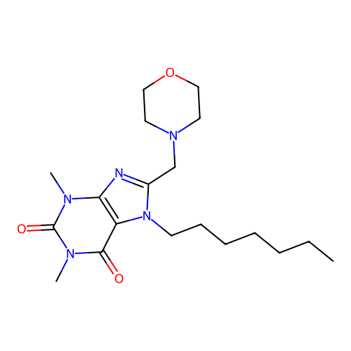 7-Heptyl-1,3-dimethyl-8-(morpholin-4-ylmethyl)purine-2,6-dione structure