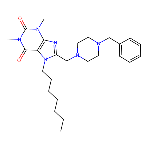 8-[(4-Benzylpiperazin-1-yl)methyl]-7-heptyl-1,3-dimethylpurine-2,6-dione structure
