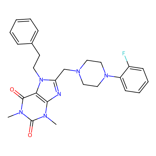 8-{[4-(2-fluorophenyl)piperazin-1-yl]methyl}-1,3-dimethyl-7-(2-phenylethyl)-2,3,6,7-tetrahydro-1H-purine-2,6-dione structure