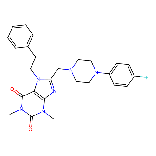 8-{[4-(4-fluorophenyl)piperazin-1-yl]methyl}-1,3-dimethyl-7-(2-phenylethyl)-2,3,6,7-tetrahydro-1H-purine-2,6-dione structure