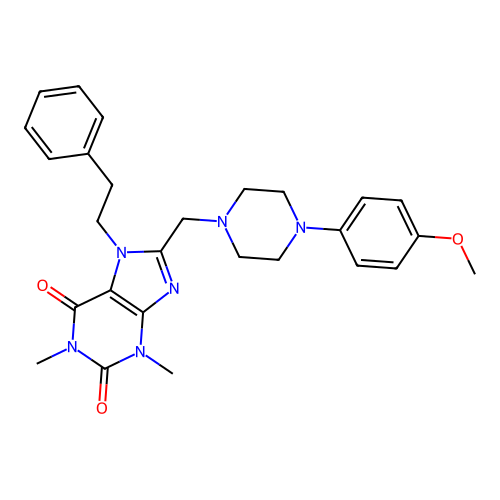 8-{[4-(4-methoxyphenyl)piperazin-1-yl]methyl}-1,3-dimethyl-7-(2-phenylethyl)-2,3,6,7-tetrahydro-1H-purine-2,6-dione structure