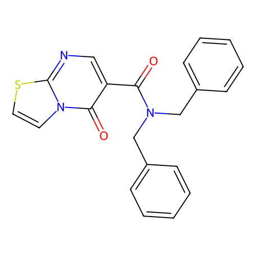 N,N-dibenzyl-5-oxo-5H-thiazolo[3,2-a]pyrimidine-6-carboxamide structure