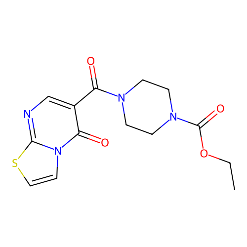 ethyl 4-(5-oxo-5H-thiazolo[3,2-a]pyrimidine-6-carbonyl)piperazine-1-carboxylate structure