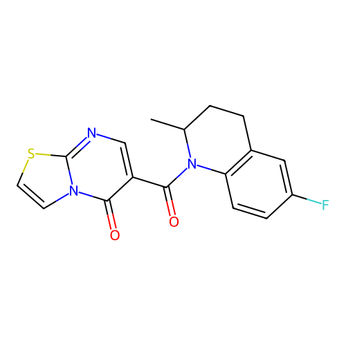 6-(6-fluoro-2-methyl-1,2,3,4-tetrahydroquinoline-1-carbonyl)-5H-thiazolo[3,2-a]pyrimidin-5-one structure