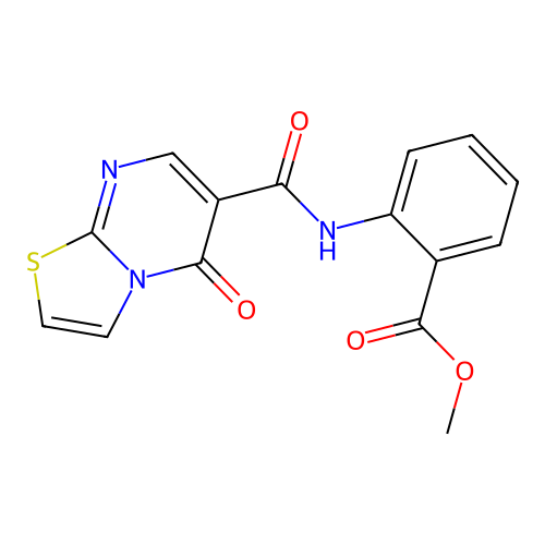 methyl 2-(5-oxo-5H-thiazolo[3,2-a]pyrimidine-6-carboxamido)benzoate structure