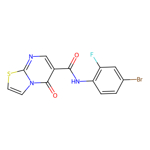 N-(4-bromo-2-fluorophenyl)-5-oxo-5H-[1,3]thiazolo[3,2-a]pyrimidine-6-carboxamide structure