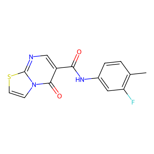 N-(3-fluoro-4-methylphenyl)-5-oxo-5H-thiazolo[3,2-a]pyrimidine-6-carboxamide structure