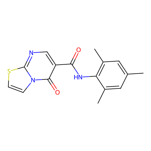 N-mesityl-5-oxo-5H-thiazolo[3,2-a]pyrimidine-6-carboxamide structure