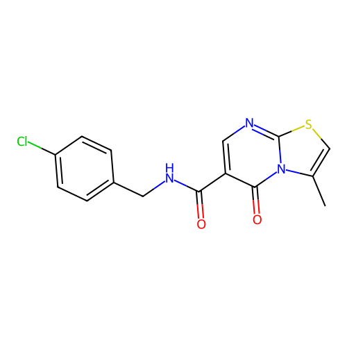 N-(4-chlorobenzyl)-3-methyl-5-oxo-5H-thiazolo[3,2-a]pyrimidine-6-carboxamide structure