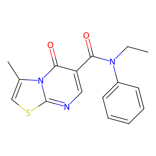 N-ethyl-3-methyl-5-oxo-N-phenyl-5H-thiazolo[3,2-a]pyrimidine-6-carboxamide structure