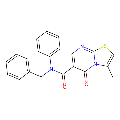 N-benzyl-3-methyl-5-oxo-N-phenyl-5H-thiazolo[3,2-a]pyrimidine-6-carboxamide structure