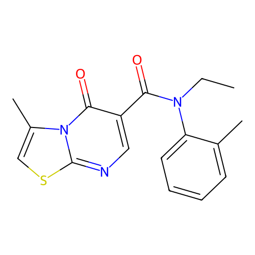 N-ethyl-3-methyl-5-oxo-N-(o-tolyl)-5H-thiazolo[3,2-a]pyrimidine-6-carboxamide structure