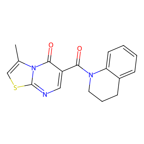 3-methyl-6-(1,2,3,4-tetrahydroquinoline-1-carbonyl)-5H-[1,3]thiazolo[3,2-a]pyrimidin-5-one structure