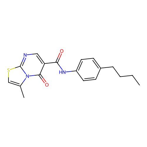 N-(4-butylphenyl)-3-methyl-5-oxo-5H-[1,3]thiazolo[3,2-a]pyrimidine-6-carboxamide structure