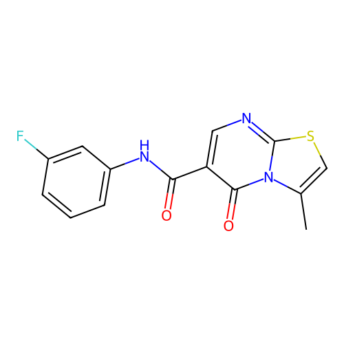 N-(3-fluorophenyl)-3-methyl-5-oxo-5H-[1,3]thiazolo[3,2-a]pyrimidine-6-carboxamide structure