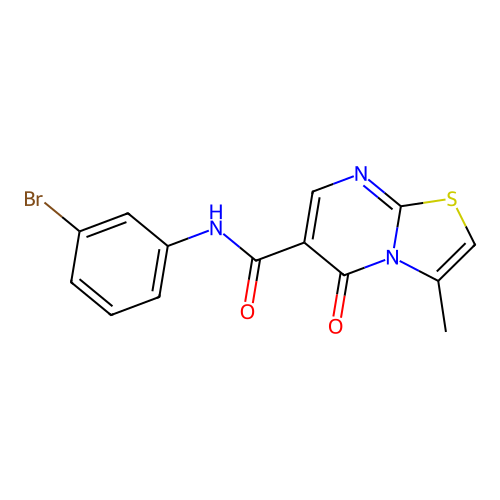 N-(3-bromophenyl)-3-methyl-5-oxo-5H-[1,3]thiazolo[3,2-a]pyrimidine-6-carboxamide structure