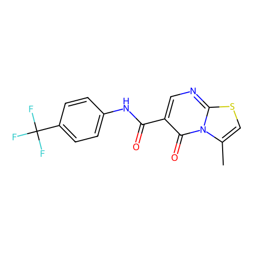 3-methyl-5-oxo-N-[4-(trifluoromethyl)phenyl]-5H-[1,3]thiazolo[3,2-a]pyrimidine-6-carboxamide structure