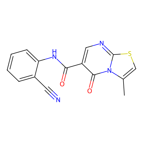 N-(2-cyanophenyl)-3-methyl-5-oxo-5H-thiazolo[3,2-a]pyrimidine-6-carboxamide structure